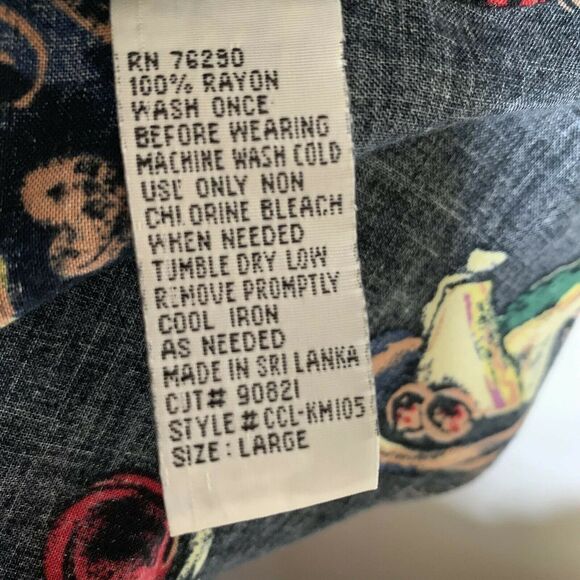 vintage JR Bentley Button Down print Shirt Ladies Top Black Sz L - Picture 8 of 10
